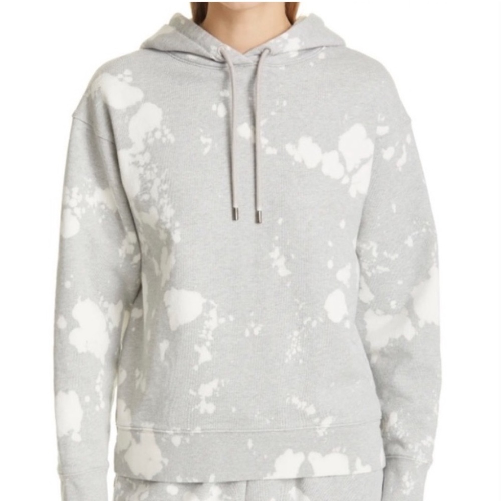 Frame Easy Cotton Gray and White Tie Dye Bleach Hoodie Size Med